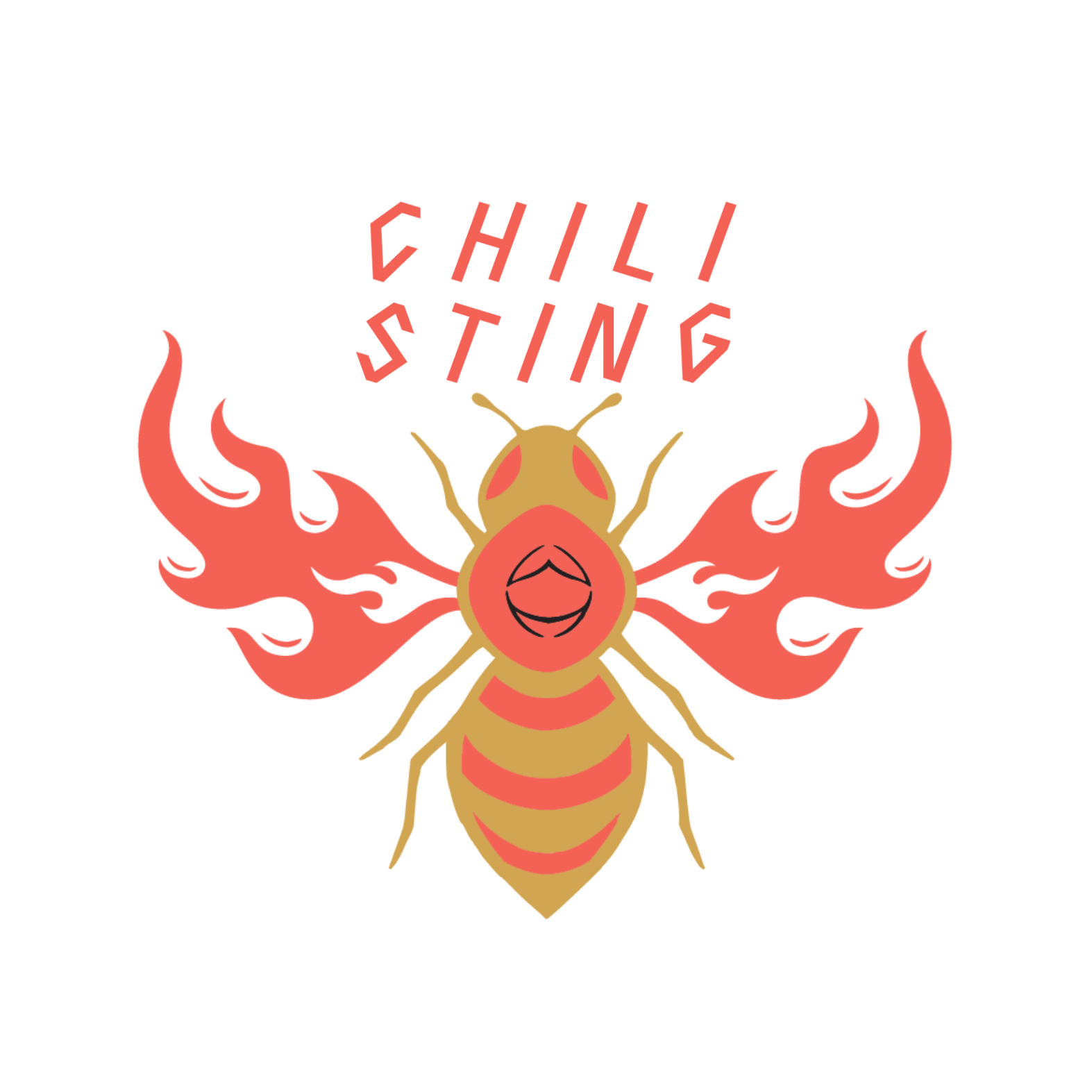 Wild Hive Hot Honey Chili Sting and Bee with Flame Wings Wild Hive Hot Honey Logo.
