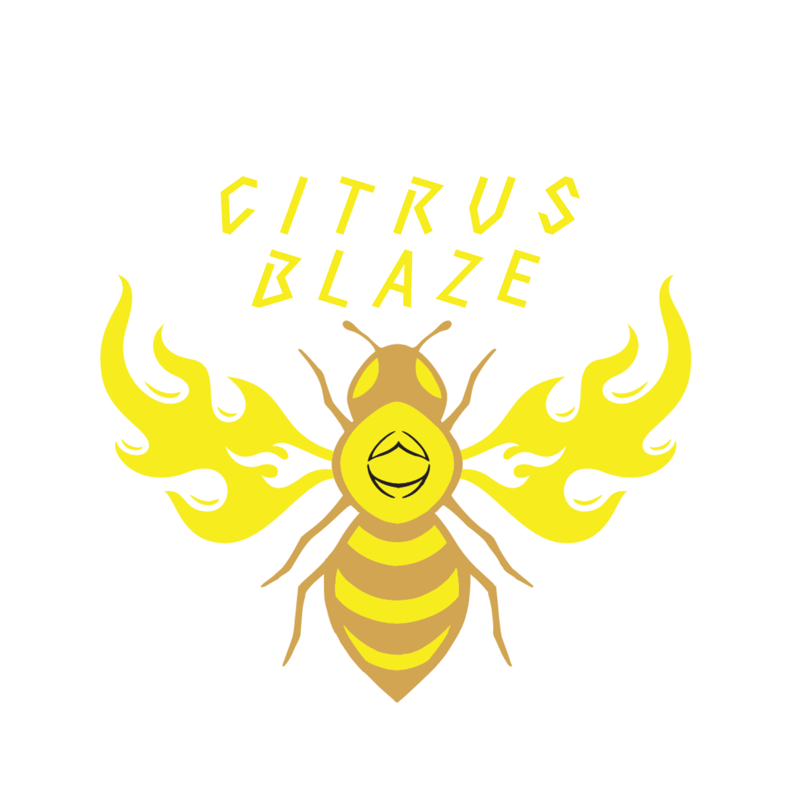 Wild Hive Hot Honey Citrus Blaze and Bee with Flame Wings Wild Hive Hot Honey Logo.