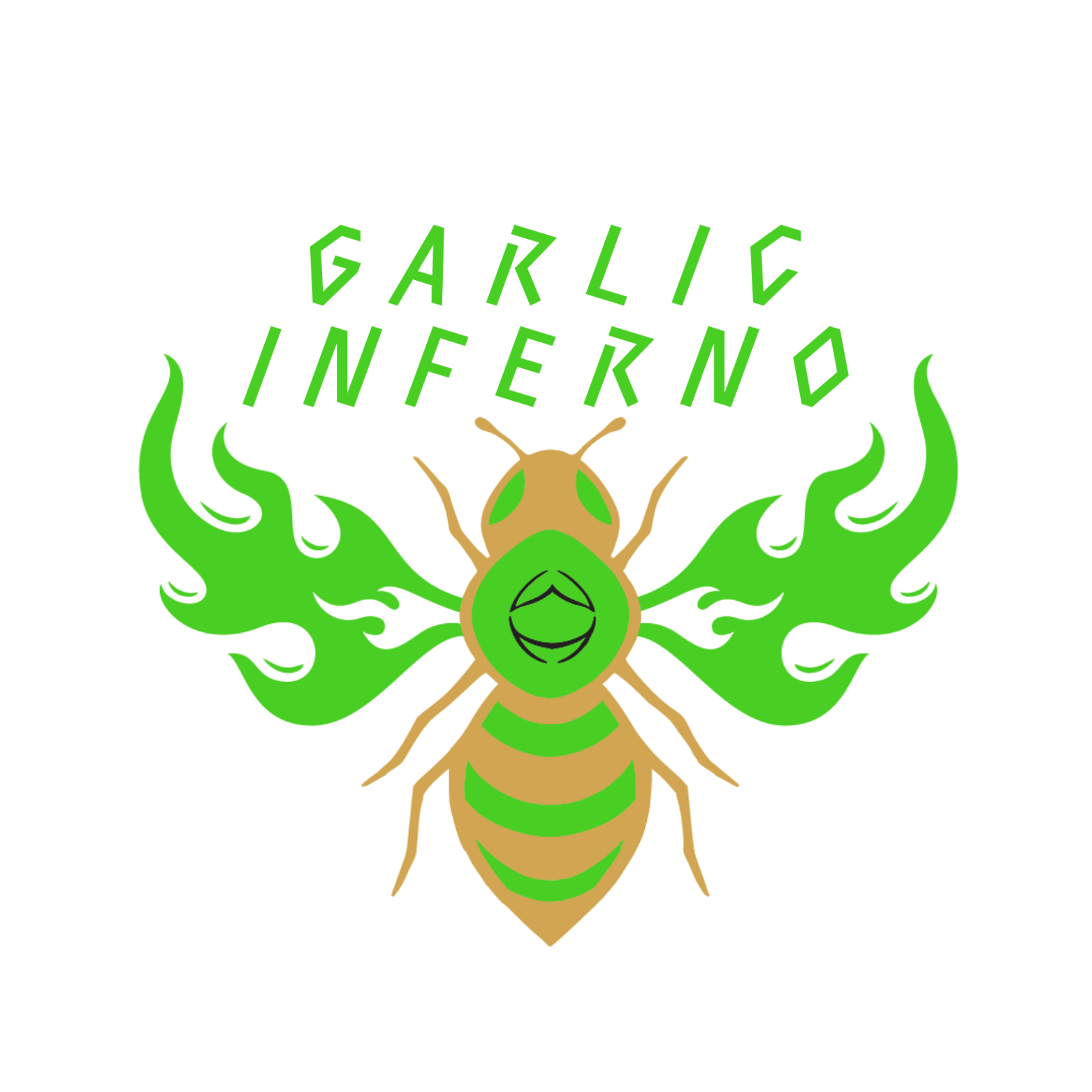 Wild Hive Hot Honey Garlic Inferno and Bee with Flame Wings Wild Hive Hot Honey Logo.